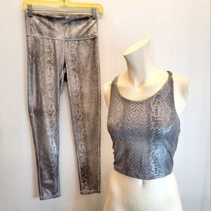 ***Mono B silvery snake skin two piece athletic set sz. S